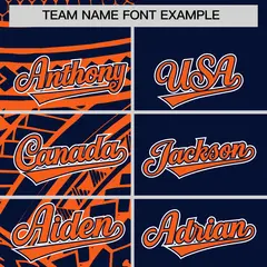 Navy Orange Tribal Split Baseball Jersey 3