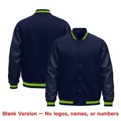 Navy Orange Varsity Jacket Leather Sleeves Wrinkle-Resistant 6
