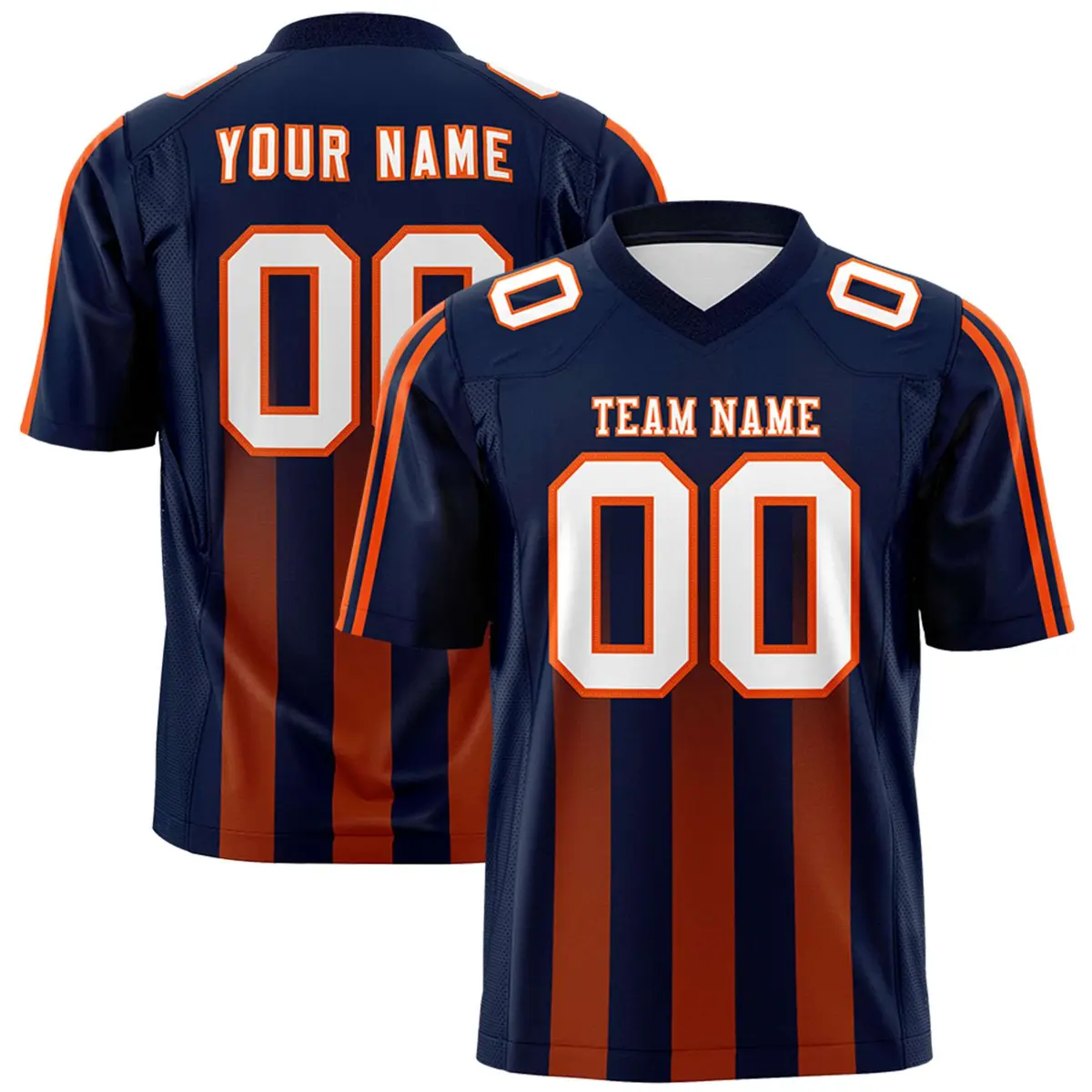 Navy Orange Vertical Fine Stripe Gradient Football Jersey