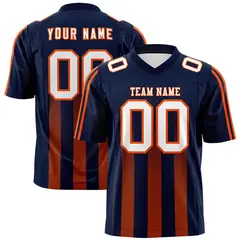 Navy Orange Vertical Fine Stripe Gradient Football Jersey 1
