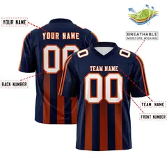 Navy Orange Vertical Fine Stripe Gradient Football Jersey 2