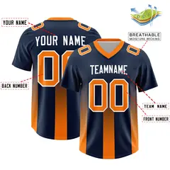 Navy Orange Vertical Gradient Stripe Team Football Jersey 2