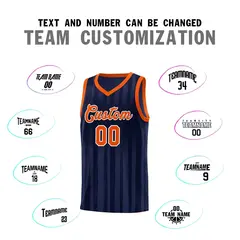 Navy Orange Vertical Striped Basketball Jersey 3