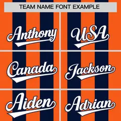 Navy Orange Vertical Stripes Performance Polo Shirt 3