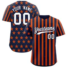 Navy Orange White American Flag Graffiti Baseball Jersey 1