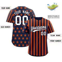 Navy Orange White American Flag Graffiti Baseball Jersey 2