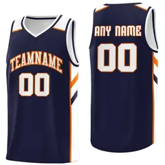 Navy Orange-White Classic Athletic Men/Boy Basketball Jersey