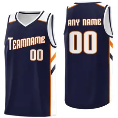 Navy Orange-White Classic Athletic Men/Boy Basketball Jersey