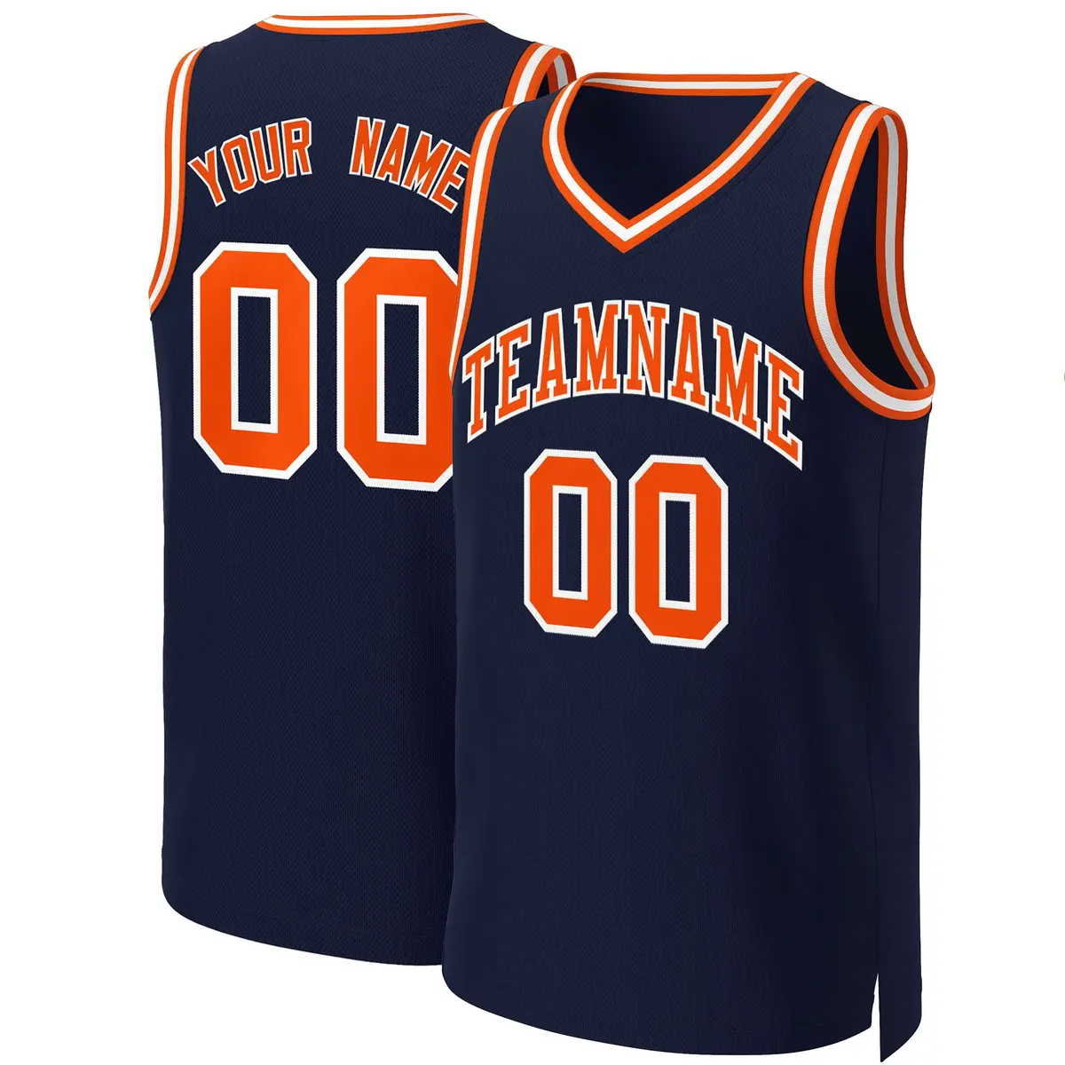 Navy Orange-White Classic Basketball Jersey