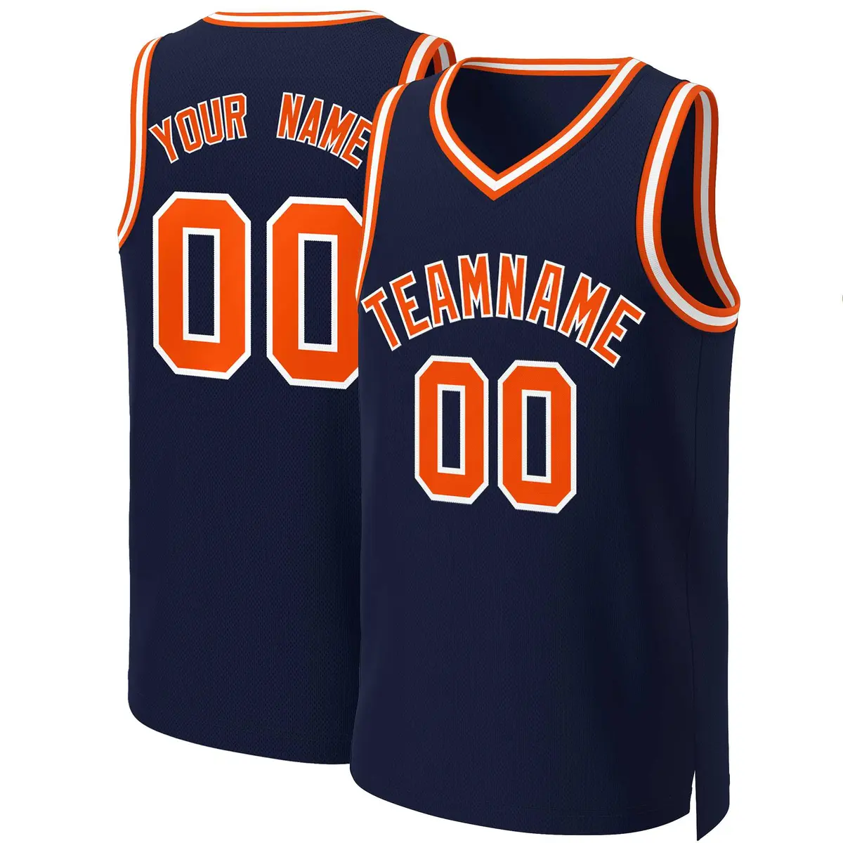 Navy Orange-White Classic Basketball Jersey