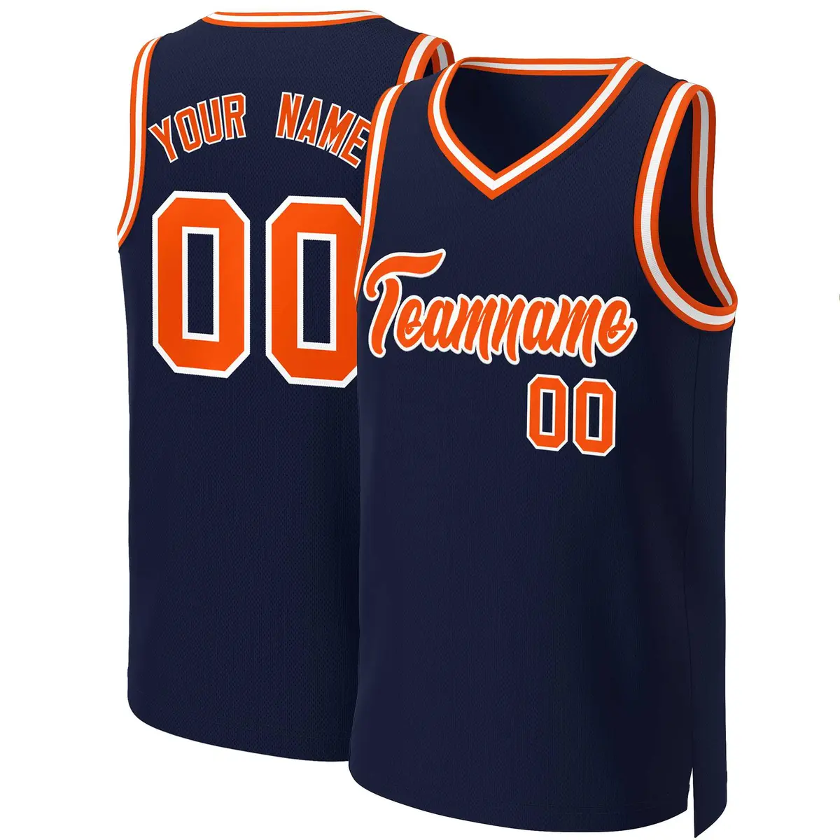 Navy Orange-White Classic Basketball Jersey