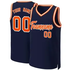 Navy Orange-White Classic Basketball Jersey
