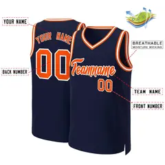 Navy Orange-White Classic Basketball Jersey 2
