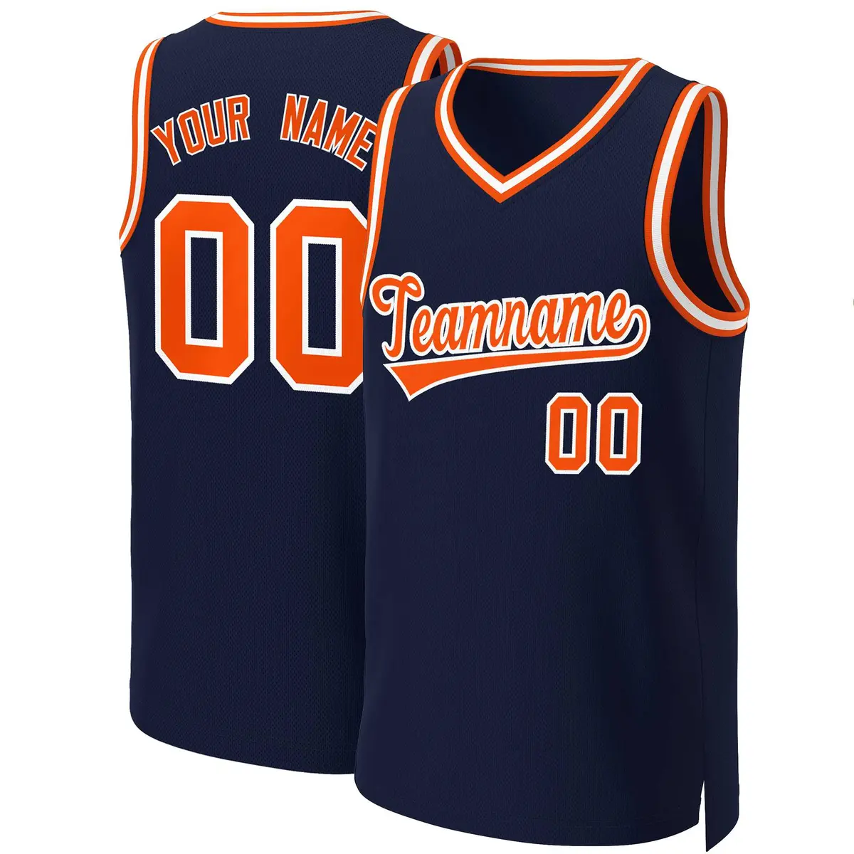 Navy Orange-White Classic Basketball Jersey
