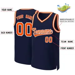 Navy Orange-White Classic Basketball Jersey 2