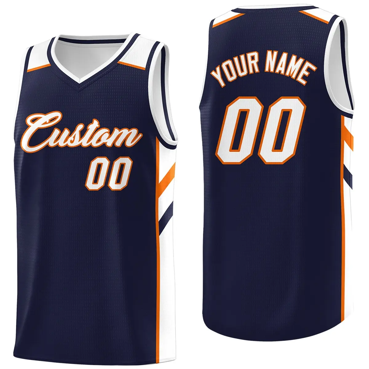 Navy Orange-White Classic Breathable Basketball Jersey