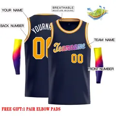 Navy Orange-White Classic Casual Basketball Jersey 2