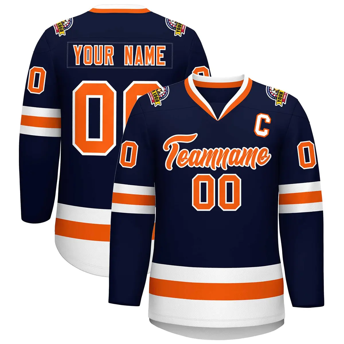 Navy Orange-White Classic Hockey Jersey