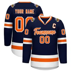 Navy Orange-White Classic Hockey Jersey 1