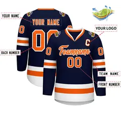 Navy Orange-White Classic Hockey Jersey 2