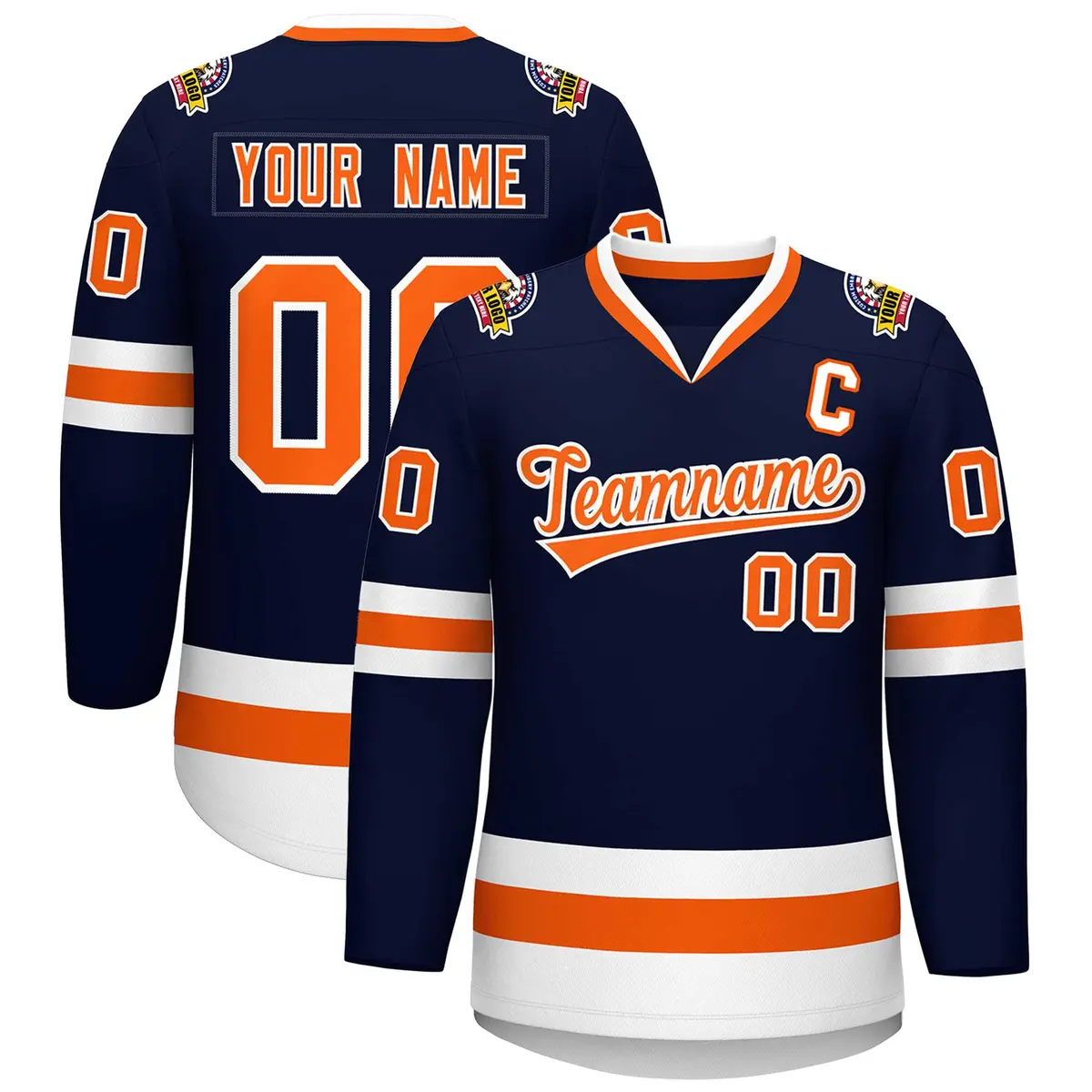 Navy Orange-White Classic Hockey Jersey