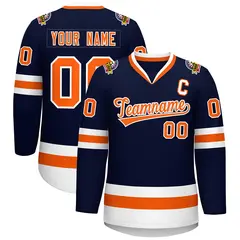 Navy Orange-White Classic Hockey Jersey 1