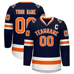 Navy Orange-White Classic Hockey Jersey 1