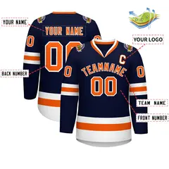 Navy Orange-White Classic Hockey Jersey 2