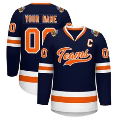 Navy Orange-White Classic Hockey Jersey 1