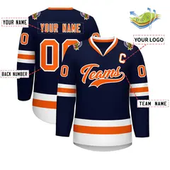 Navy Orange-White Classic Hockey Jersey 2