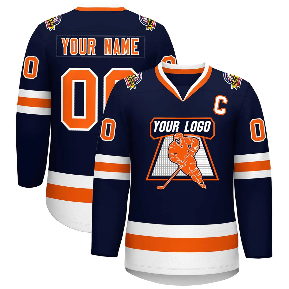 Navy Orange-White Classic Hockey Jersey