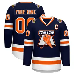 Navy Orange-White Classic Hockey Jersey 1
