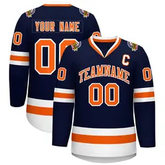 Navy Orange-White Classic Hockey Jersey 1