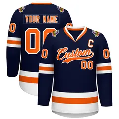 Navy Orange-White Classic Hockey Jersey 1