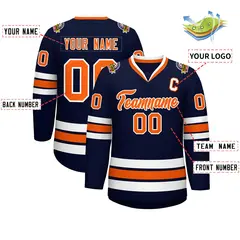 Navy Orange-White Classic Hockey Jersey 2
