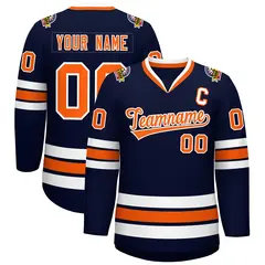 Navy Orange-White Classic Hockey Jersey
