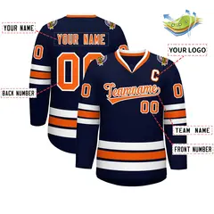 Navy Orange-White Classic Hockey Jersey 2