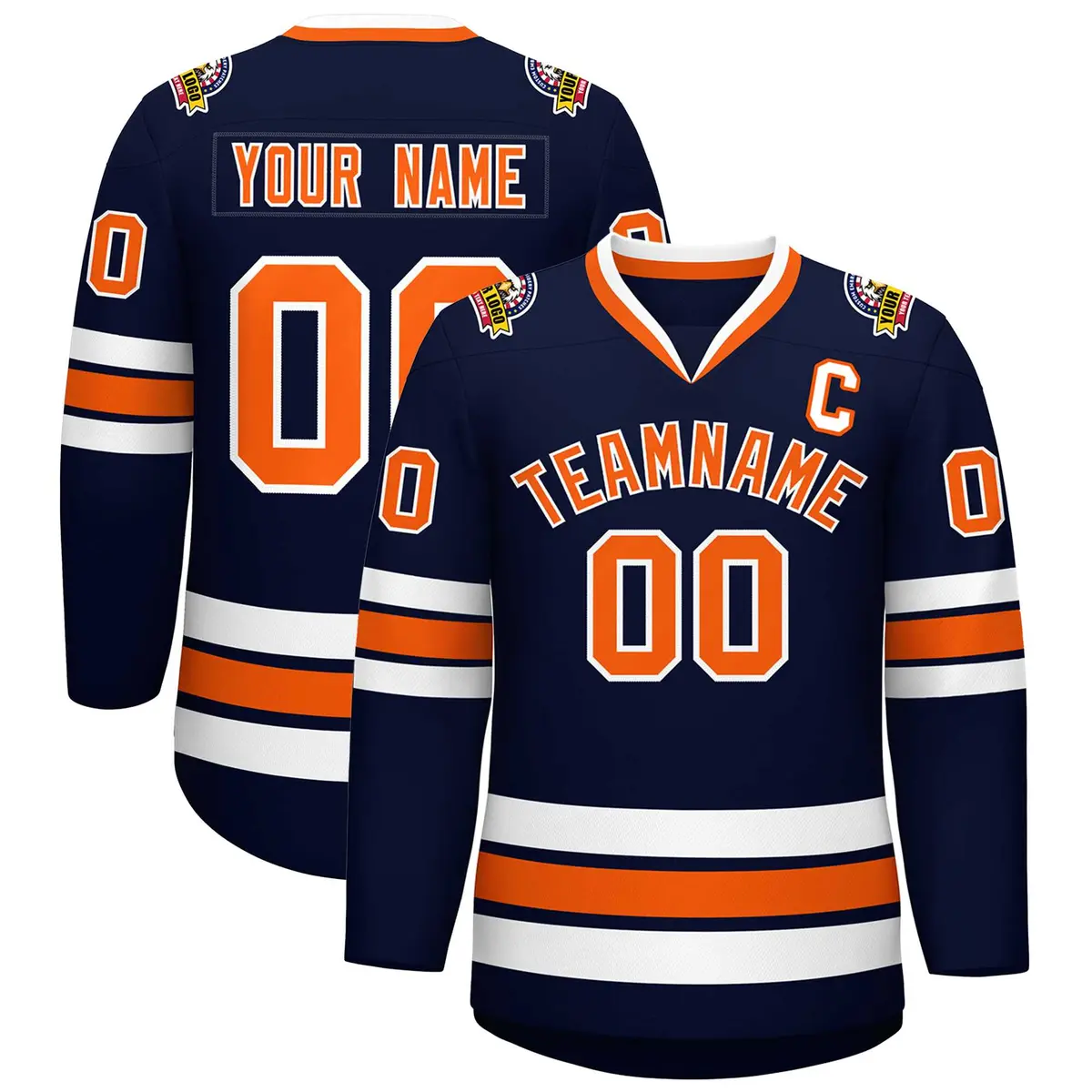 Navy Orange-White Classic Hockey Jersey