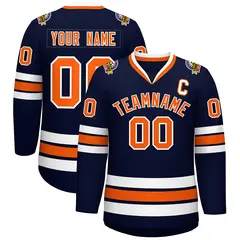 Navy Orange-White Classic Hockey Jersey 1