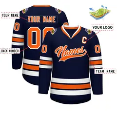 Navy Orange-White Classic Hockey Jersey 2