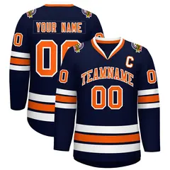 Navy Orange-White Classic Hockey Jersey