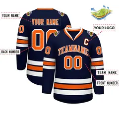 Navy Orange-White Classic Hockey Jersey 2