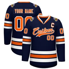 Navy Orange-White Classic Hockey Jersey 1
