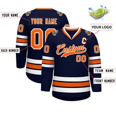 Navy Orange-White Classic Hockey Jersey 2