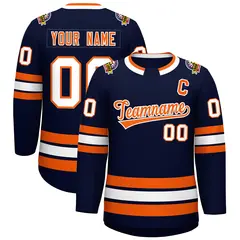 Navy Orange-White Classic Hockey Jersey