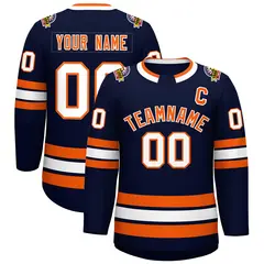 Navy Orange-White Classic Hockey Jersey