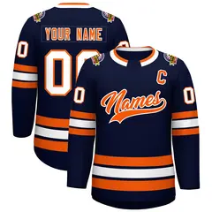 Navy Orange-White Classic Hockey Jersey