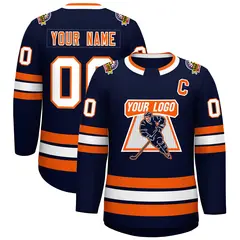 Navy Orange-White Classic Hockey Jersey