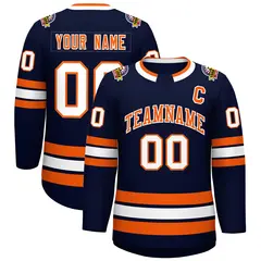 Navy Orange-White Classic Hockey Jersey