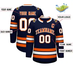 Navy Orange-White Classic Hockey Jersey 2